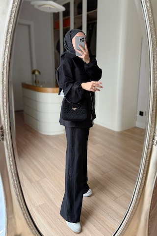 Ka Hijab Dantel Detaylı Takım - Siyah