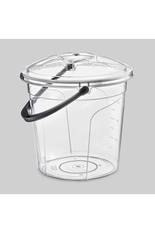 Poly Time 15 Litre Kapaklı Ölçekli Şeffaf Su Kovası - Abs Plastik - Saplı Genel