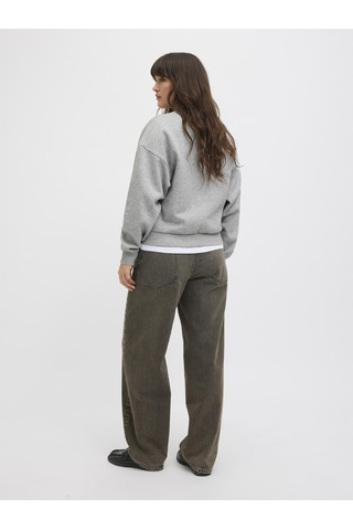 Jack & Jones Kadin Gögüs Baskili Relaxed Fit Sweatshirt - Merle - 12260608 Light Grey Melange