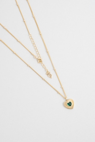 Vintage Kalp 18 Ayar Sarı Altın Kaplama 45 Cm Gümüş Kolye Sarı