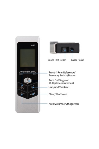 Reedark "kompakt Usb Şarjlı Lazerli Mesafe Ölçer - 60m'ye Kadar Ölçüm, Alan Hesaplama, Ip54 Su Geçirmez"