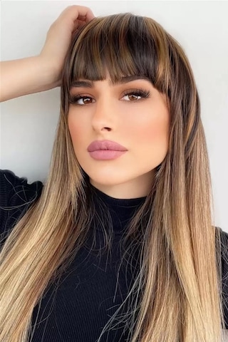 Caş Dekorasyon Takma Kahkül - Kahverengi Balyaj - 2h6 - Uzun Kenarlı