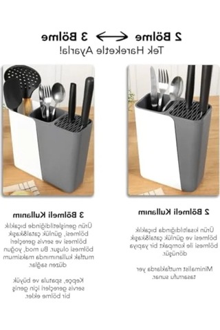Ayarlanabilir Sürgülü Kaşıklık Ve Bıçaklık Organizer, 2-3 Bölmeli, Gri Açık Gri