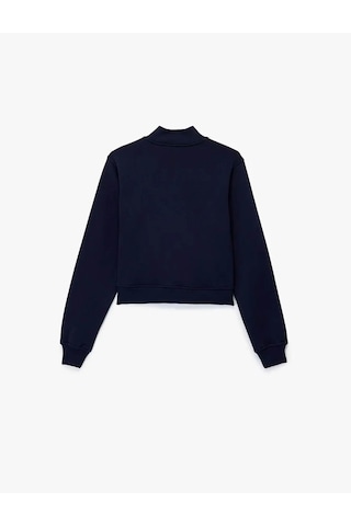Koton Yarım Fermuarlı Crop Lacivert Kadın Sweatshirt 6wak10052ek Lacivert
