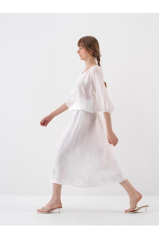Xint Beyaz Doğal Akışlı Oversize Bluz 751121