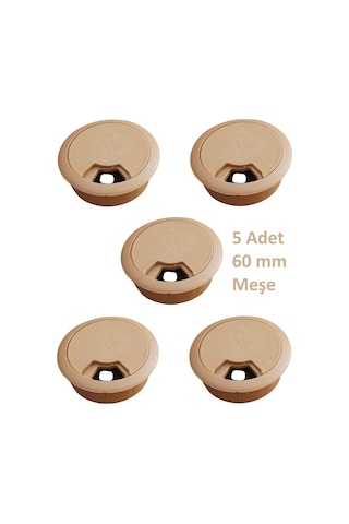 Adilon Masa Üstü Kablo Kanalı Deliği Kapağı Meşe Masa Kapağı 6 Cm 5 Adet