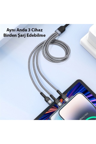 Duzzona A3 3in1 Type-C + Lightning + Micro USB Hızlı Şarj Kablosu