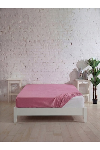 Çift Kişilik Pamuklu Lastikli Çarşaf, Ranforce Çift Kişilik Fitted Çarşaf 160x200+20 Cm Pembe