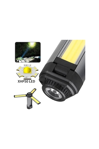 Powermaster Pm-24565 25 Watt Usb - Type-c Girişli P50 Ve Cob Ledli 2 Kanatlı Kollu Çalışma Lambası