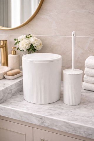 Decorev 2 Li Banyo Seti Çöp Kovası Ve Tuvalet Fırçası Dc-6879 Beyaz
