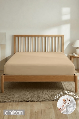 %100 Pamuklu Penye Lastikli Çarşaf Tek/çift Kişilik Fitted Jersey 30 Cm Köşe Yüksekliği Hardal