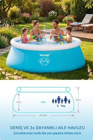 Heykida Swim Safe Hızlı Kurulum Havuzu 183x51cm Mavi