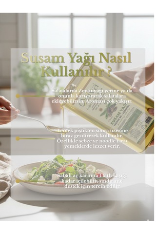 %100 Doğal Susam Yağı 1 L Soğuk Sıkım Teneke Ambalaj Tazeliğini Korur