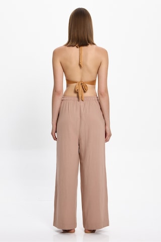 Toosalty Kadın Bej Bol Paça %100 Cotton Plaj Pantolon 25pl17st Bej