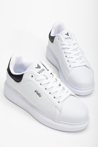 Dilimler Ayakkabı Unisex Spor Ayakkabı Beyaz Yüksek Taban Hafif Suni Deri-4157 Beyaz