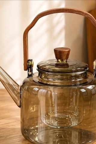 Borosilikat Cam Demlik 1200 Ml Akasya Saplı Süzgeçli Bulaşık Makinesinde Yıkanabilir Bx-313587 çok renkli