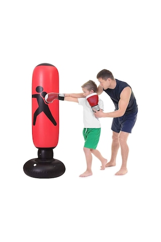 Şişme Boks Torbası 120 Cm Ayaklı Çocuk Şişme Boks Çocuk-kids Siyah