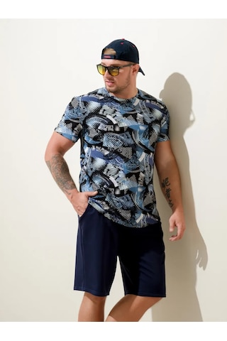 Natıvıa Baskılı Pamuklu Tişört 430229797 Mavi