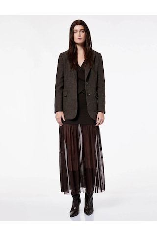 Koton Slim Fit Tül Detaylı Kahverengi Kadın Etek 6wak10307ek Kahverengi
