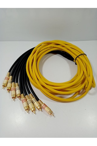Amfi Rca Kablosu 4 Giriş 4 Çıkış El Yapımı %100 Bakır- 5 Metre