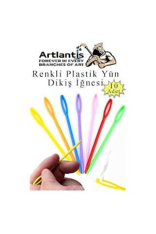 Renkli Plastik Yün İğnesi 9 Cm 10 Adet Plastik Dikiş İğnesi Plastik Örgü Dikme İplik İğne Dokuma İğnesi