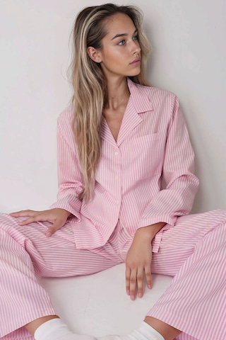 Hiccup Çizgili Pamuklu Pijama Takımı Pembe