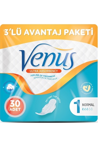 Venüs Hijyenik Ped Normal 30 Adet (3 Paket)