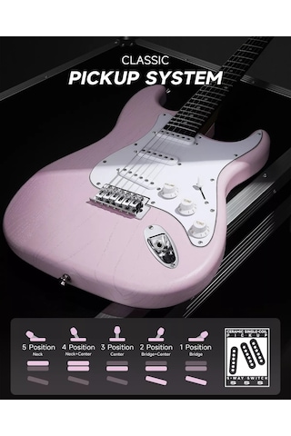 Donner Dst-80 St Elektro Gitar Seti Pembe