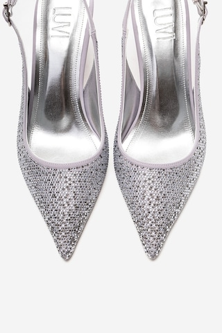 Luvishoes Johanna Gümüş Taşlı Kadın Topuklu Ayakkabı Gümüş