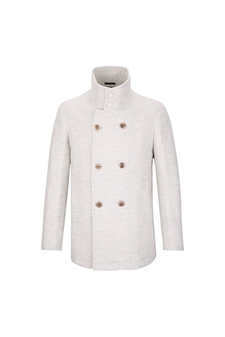 Hatemoğlu Gri Slim Fit Kruvaze Yünlü Kaşe Kaban 2958670 Gri