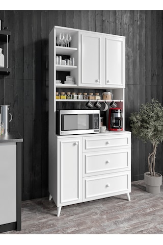 Stella Country Kahve Köşesi Beyaz-meşe 90cm, Erzak Dolabı, Kiler