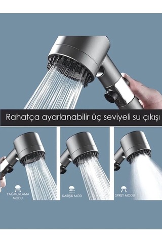 Ulzyvf 3 Fonksiyonlu Aç/kapa Duş Başlığı - Masaj Taraklı Gri