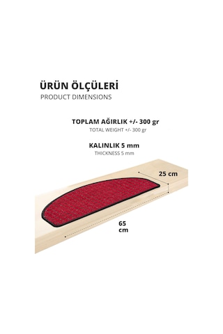 Yarım Ay Bukle Halıdan Ekonomik Basamak Ve Merdiven Paspası - Kırmızı / Adet Olarak Satılır Null
