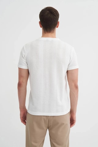 Cazador Slim Fit Bisiklet Yaka Örme Düz Tişört Ekru