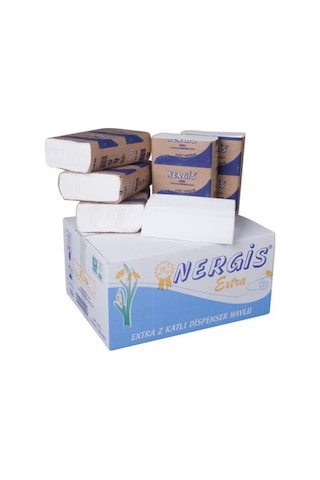 Nergis Extra Z Katlamalı Dispenser Havlu 200'lü 12'li Paket 22 x 23 CM