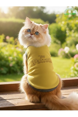 Sarı The Patron Yazılı Kedi Ve Köpek Kıyafeti Tişörtü Elbisesi Medium/m/beden 2