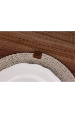 Krem Hasır Supla Amerikan Servis Şık Çeyiz Takımı Örgü Sunum Tabak Altlığı Krem