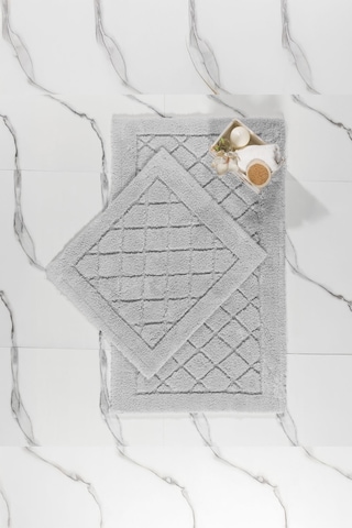 Elart Frio Banyo Halısı Paspas Takımı Pamuklu 2 Adet 60x100 Cm Gri Gri