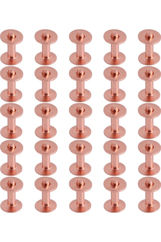 25 Bakır Perçin Burr Rondelası Seti, 15/32" Uzun Deri Bakır