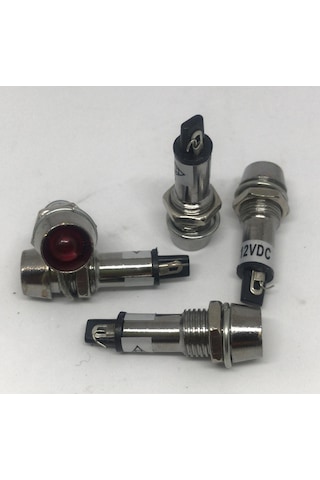 Led Metal Soketli Mat Kırmızı Led 12V 10Mm 5 Adet