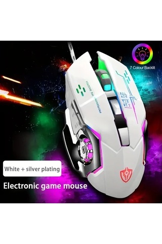 Besthome1 Beyaz 6 Programlanabilir Mekanik Oyun Faresi, 3200dpi, Ergonomik, Usb Kablolu, Esporlar İçin Diğer
