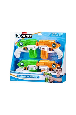 X-shot Water Small Stealth Soaker 4 Lü Paket, Kompakt & Eğlenceli Su Tabancası Nerf, Oyuncak Tabanca Yeşil-turuncu