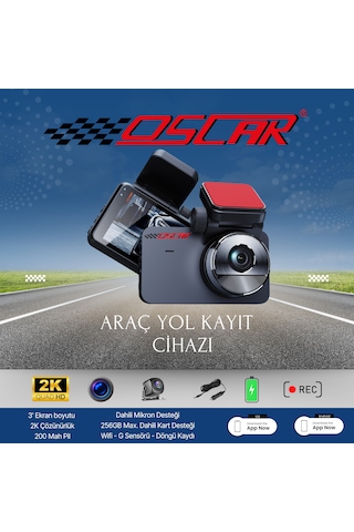 2k Quad Hd Araç Yol Kayıt Cihazı Ön 2k Arka 1080p Wifi Uyumlu Araç Kamerası G-sensörü Gece Görüşü