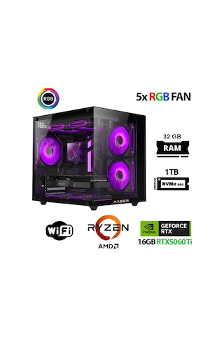 Xaser ECO-X240 R5 7500F 32 GB 1 TB M.2 Nvme SSD 16 GB RX5060Tİ Free Dos Masaüstü Oyuncu Bilgisayarı