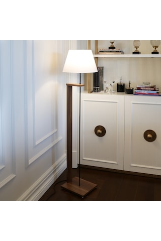 Homing Pi Ahşap Gövdeli Krem Kumaş Başlıklı Lambader Ayd-3133