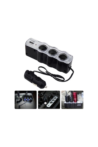 3 Port + 1 Usb Oto Araç Çakmaklık Çoğaltıcı Çoklayıcı Hub