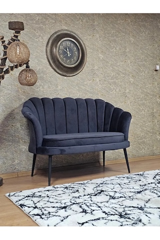 İkili İstiridye Siyah Boyalı Sivriltme Ayak Çay Seti Koltuk İkili Çok Renkli