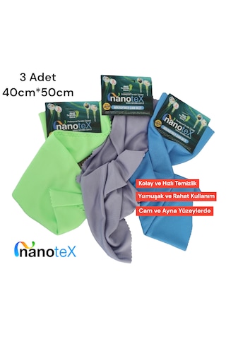 Nanotex Mikrofiber Yumuşak Parlak Doku Klasik Cam Bezi 3'lü 40 x 50 CM