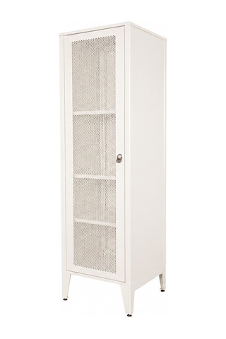 Alfafonet Ziglat Serisi Kilitli Metal Home Office Dolabı %70 Perfore Kapaklı Mat Beyaz Ral 9003 450x1500x450 Mm