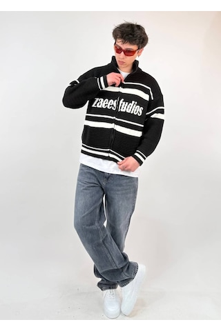 Zaee Studio Stripe Knit Crop Boy Triko Ceket beyaz